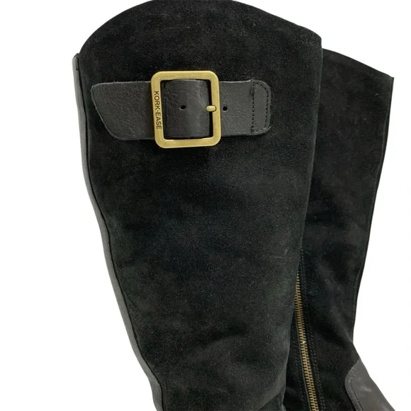 Kork Ease Black Suede Leather Knee High Riding Boots Buckle Zip Women's Sz 6.5M - Picture 4 of 16